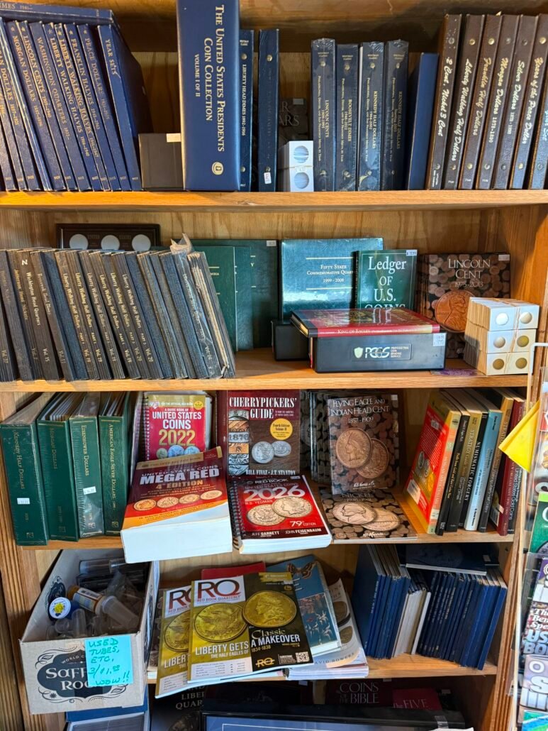 Coin albums, tubes, flips and numismatic supplies