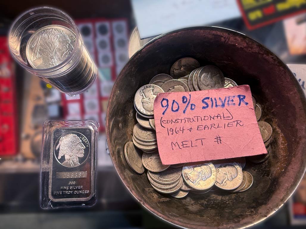 Silver bullion bars and rounds
