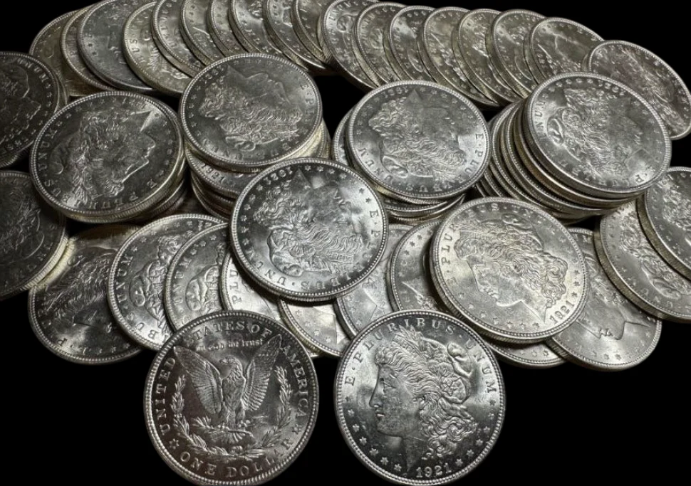 1921 Morgan silver dollar, brilliant uncirculated